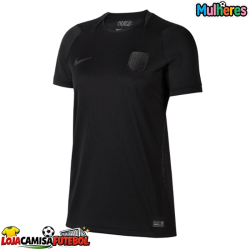 Camisa de Futebol Noruega Equipamento Secundário Mulheres Mundo 2026 Manga Curta